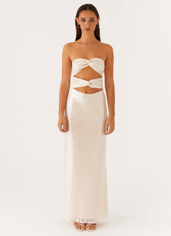peppermayo Peppermayo Exclusive - Tianna Strapless Sequin Maxi Dress - Ivory