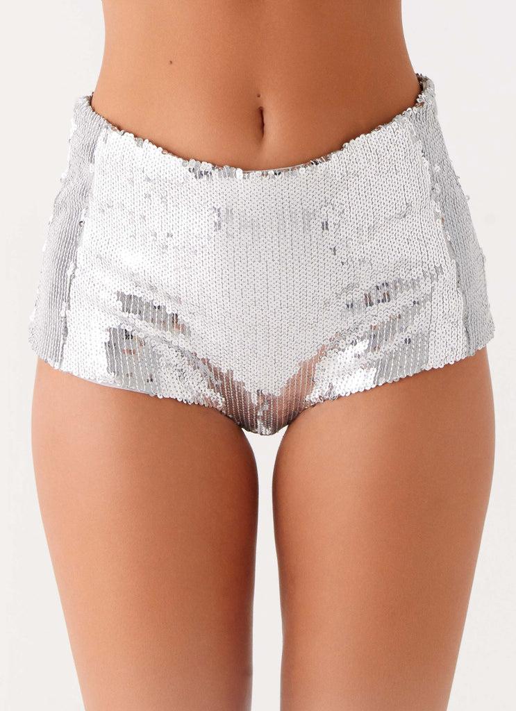 Peppermayo Peppermayo Exclusive - Tiara Sequin Mini Shorts - Silver