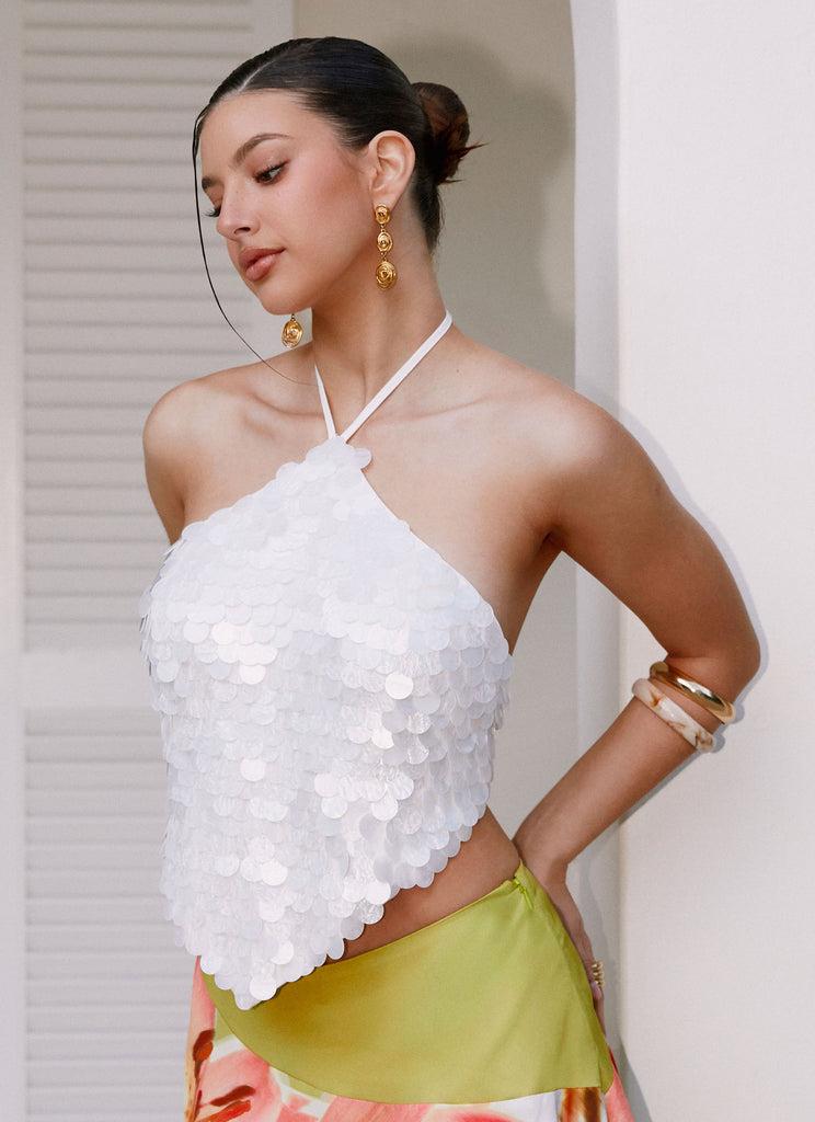 Peppermayo Peppermayo Exclusive - Tijana Beaded Halter Top - Ivory