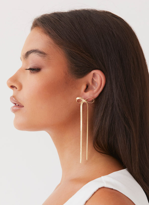 peppermayo Peppermayo Exclusive - Tinka Bow Earrings - Gold