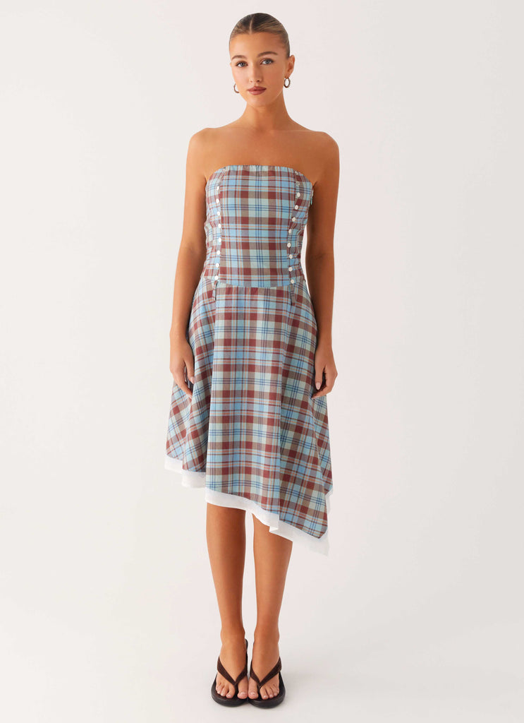 Peppermayo Peppermayo Exclusive - Tonie Strapless Midi Dress - Shoreline Check