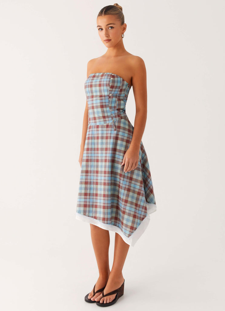 Peppermayo Peppermayo Exclusive - Tonie Strapless Midi Dress - Shoreline Check