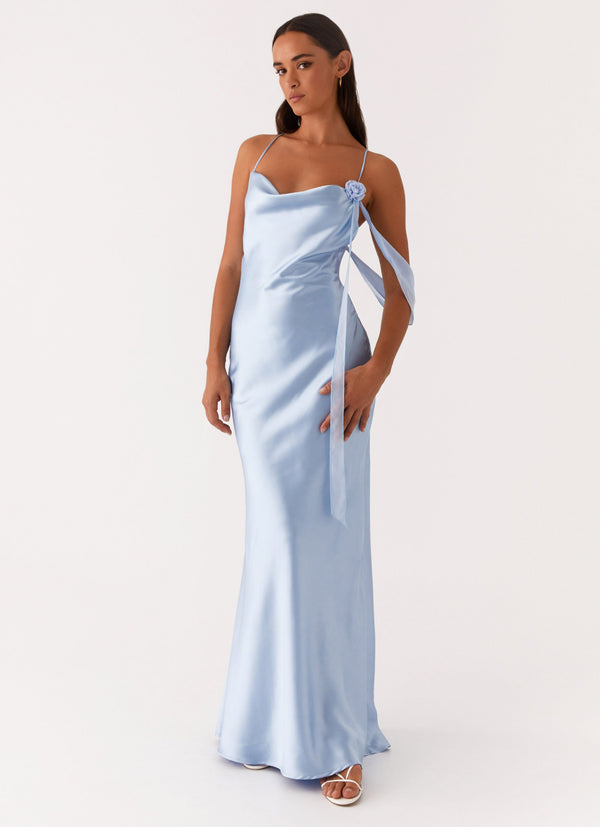 peppermayo Peppermayo Exclusive - Too Sweet Satin Maxi Dress - Blue