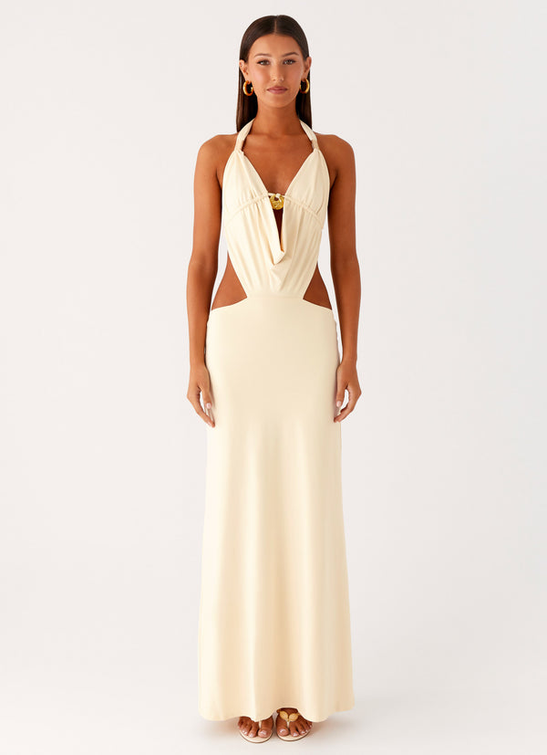 peppermayo Peppermayo Exclusive - Torina Halter Maxi Dress - Lemon