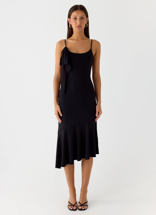 peppermayo Peppermayo Exclusive - Tranquility Asymmetric Midi Dress - Black