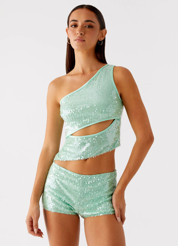 peppermayo Peppermayo Exclusive - Travis Sequin Top - Sage