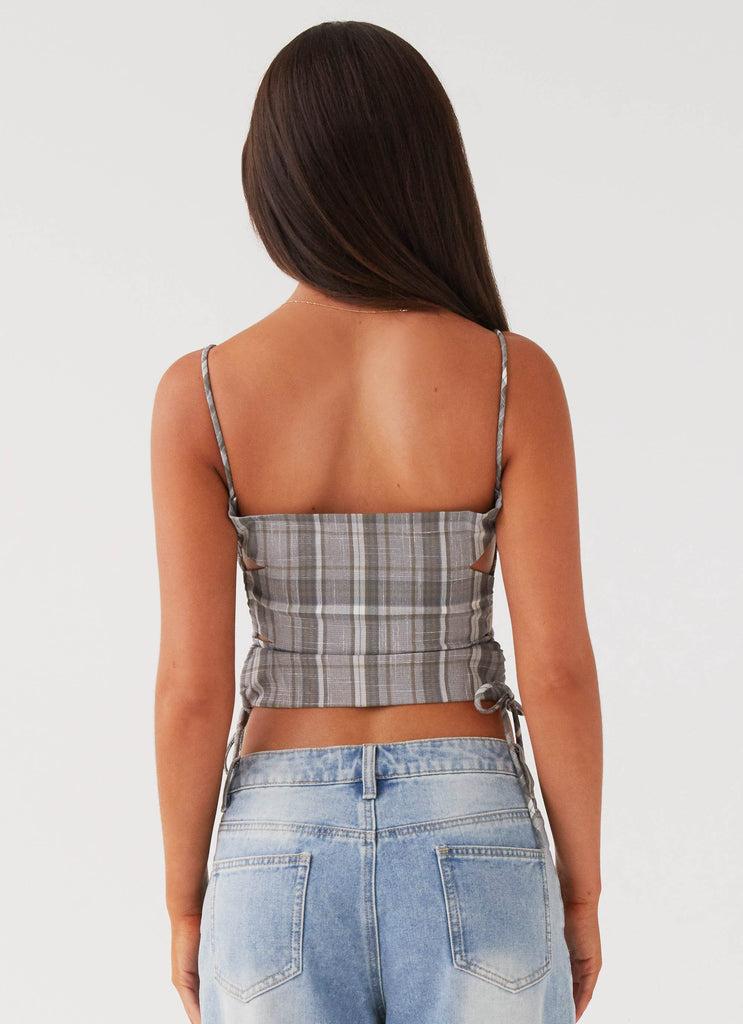 Peppermayo Peppermayo Exclusive - Trista Tie Top - Grey Tartan
