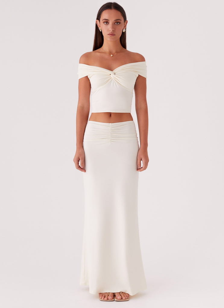 Peppermayo Peppermayo Exclusive - Trixie Twist Off Shoulder Top - Ivory