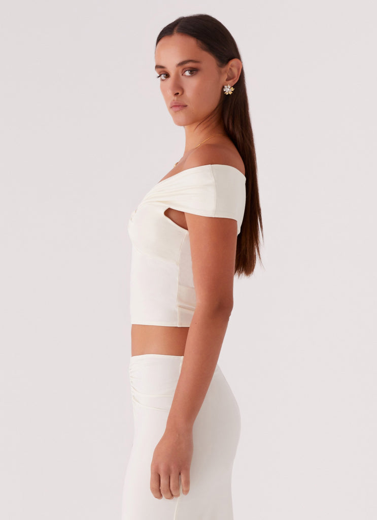 Peppermayo Peppermayo Exclusive - Trixie Twist Off Shoulder Top - Ivory