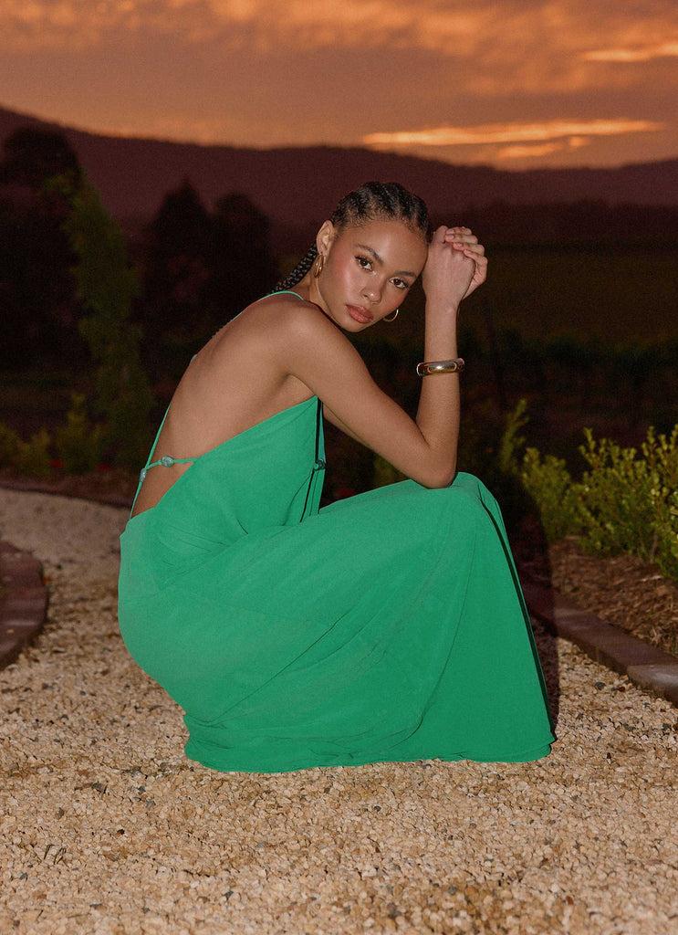 Peppermayo Peppermayo Exclusive - Tropic Muse Beaded Cowl Maxi Dress - Green