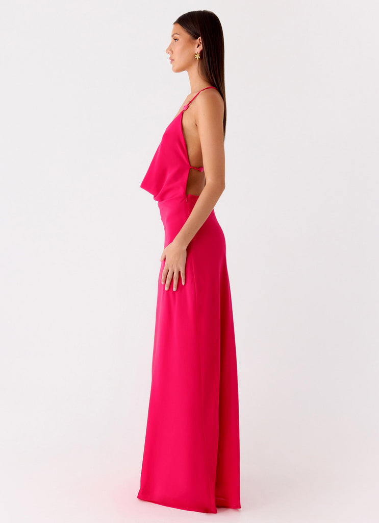 Peppermayo Peppermayo Exclusive - Tropic Muse Beaded Cowl Maxi Dress - Fuchsia