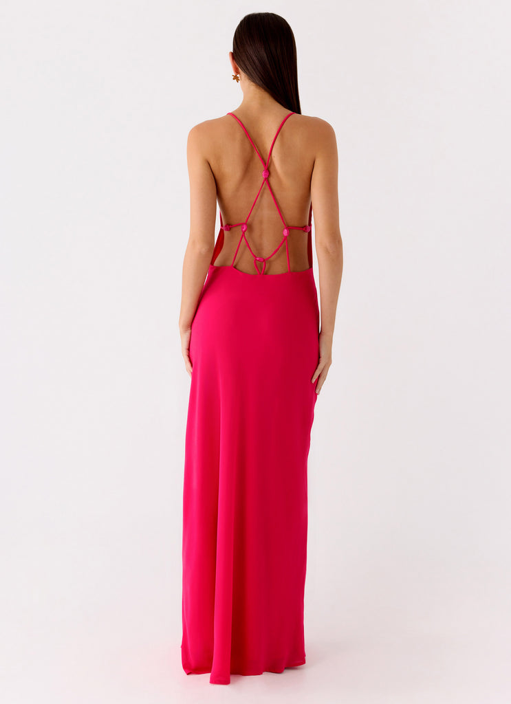 Peppermayo Peppermayo Exclusive - Tropic Muse Beaded Cowl Maxi Dress - Fuchsia