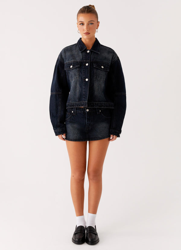 peppermayo Peppermayo Exclusive - Tropics Denim Jacket - Washed Dark Blue