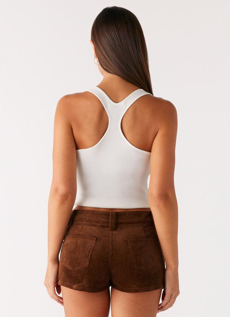 Peppermayo Peppermayo Exclusive - Tropics Low Rise Cord Mini Skort - Walnut