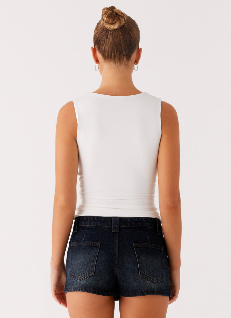 Peppermayo Peppermayo Exclusive - Tropics Low Rise Denim Mini Skort - Washed Dark Blue