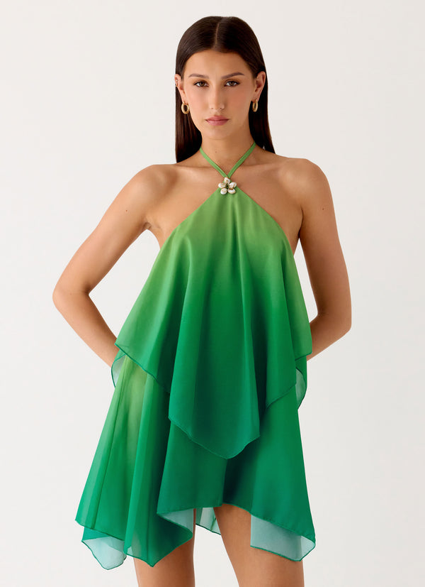 peppermayo Peppermayo Exclusive - Twin Flame Mini Dress - Green Gradient peppermayo Peppermayo Exclusive - Twin Flame Mini Dress - Green Gradient