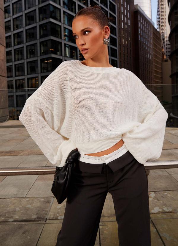 peppermayo Peppermayo Exclusive - Tyla Oversized Knit Sweater - White