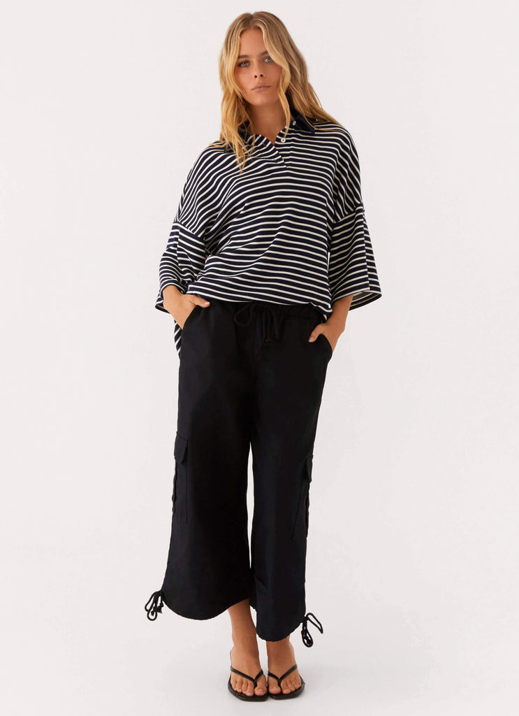 Peppermayo Peppermayo Exclusive - Undefeated Oversized Polo Top - Stripe