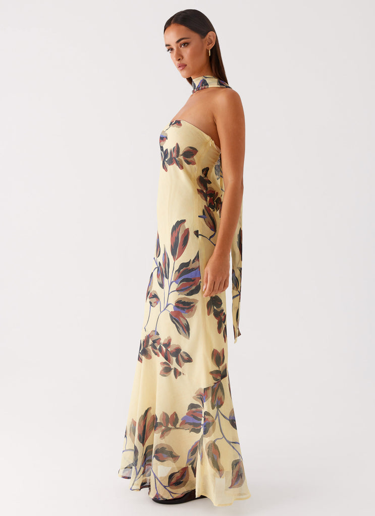 Peppermayo Peppermayo Exclusive - Under The Pagoda Maxi Dress - Buttercream Leaf Print