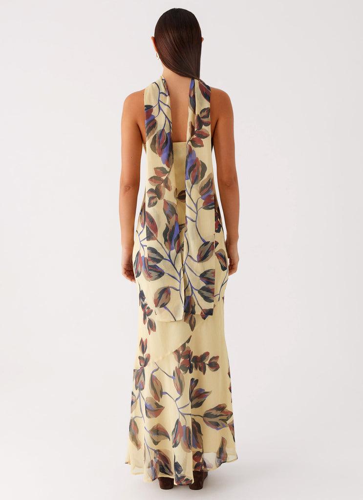 Peppermayo Peppermayo Exclusive - Under The Pagoda Maxi Dress - Buttercream Leaf Print