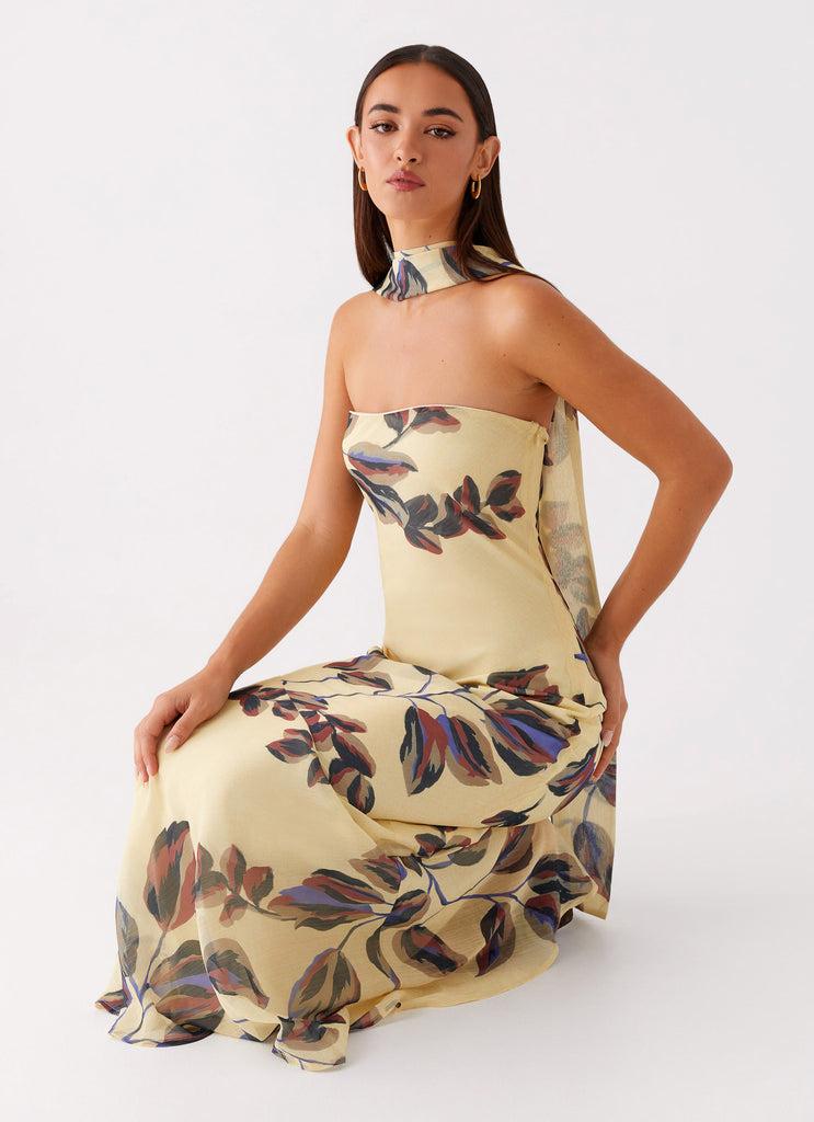 Peppermayo Peppermayo Exclusive - Under The Pagoda Maxi Dress - Buttercream Leaf Print