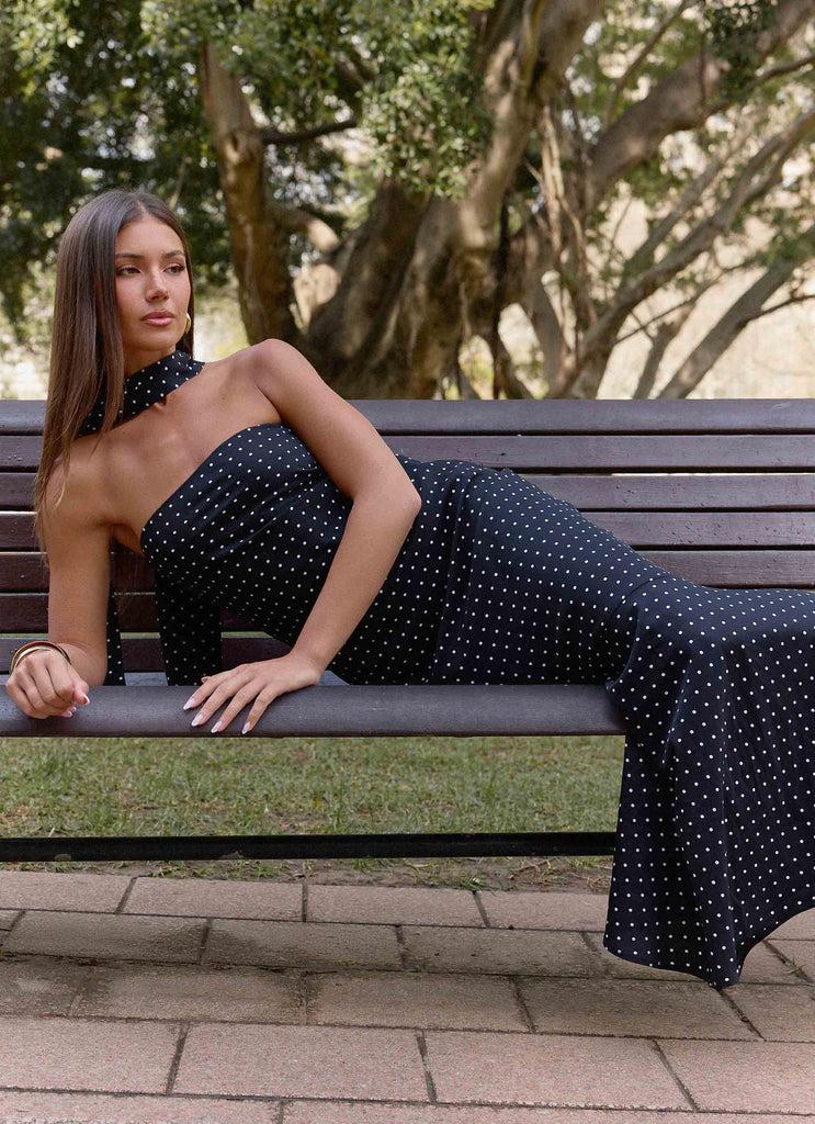 Peppermayo Peppermayo Exclusive - Under The Pagoda Maxi Dress - Black Polkadot