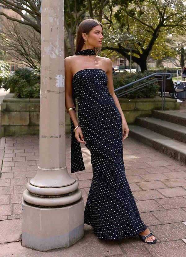 peppermayo Peppermayo Exclusive - Under The Pagoda Maxi Dress - Black Polkadot