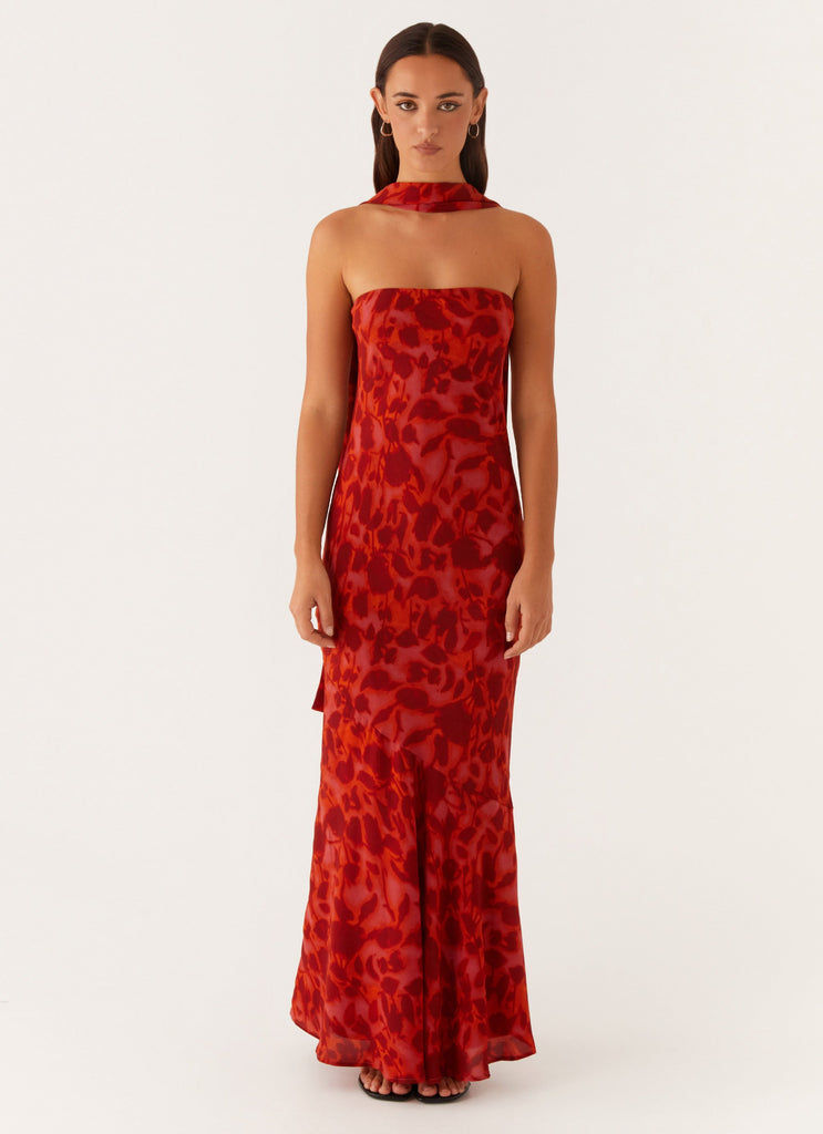 Peppermayo Peppermayo Exclusive - Under The Pagoda Maxi Dress - Deep Red Floral