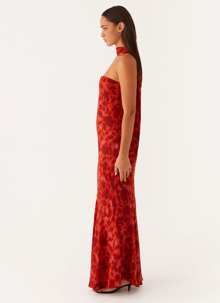 Peppermayo Peppermayo Exclusive - Under The Pagoda Maxi Dress - Deep Red Floral