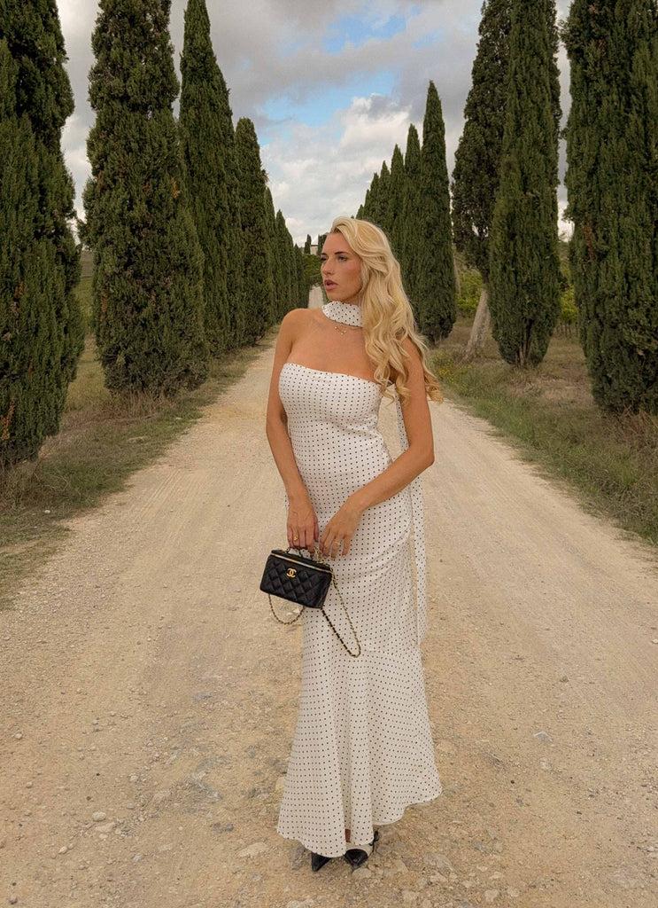 Peppermayo Peppermayo Exclusive - Under The Pagoda Maxi Dress - White Polkadot