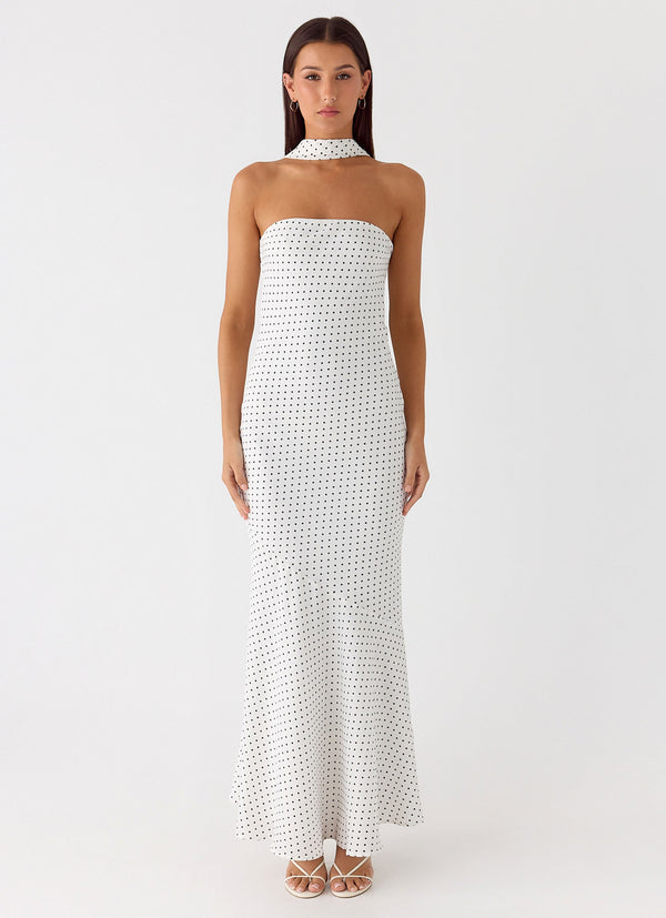 peppermayo Peppermayo Exclusive - Under The Pagoda Maxi Dress - White Polkadot