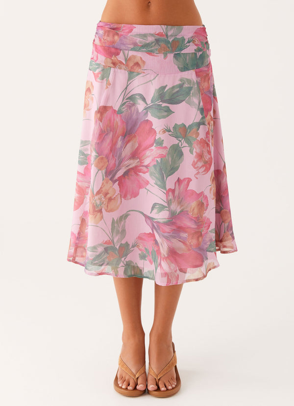 peppermayo Peppermayo Exclusive - Valley Midi Skirt - Pink Floral