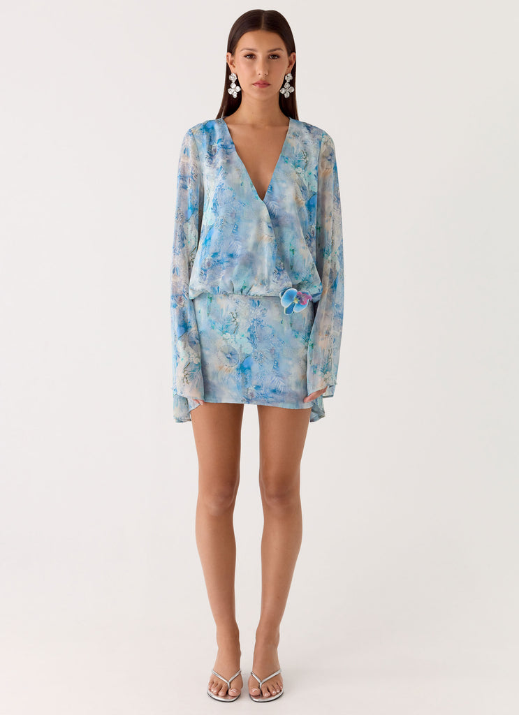Peppermayo Peppermayo Exclusive - Vanish Into You Mini Dress - Aqua Paisley