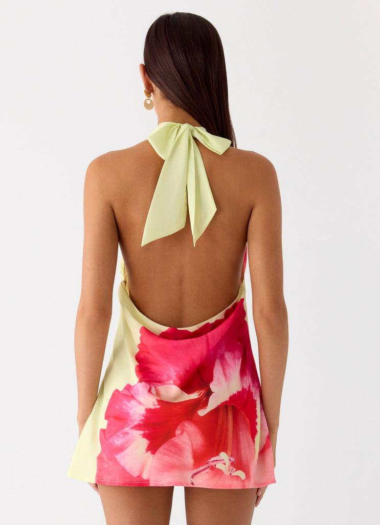 Peppermayo Peppermayo Exclusive - Varindra Cowl Mini Dress - Yellow Floral Spritz