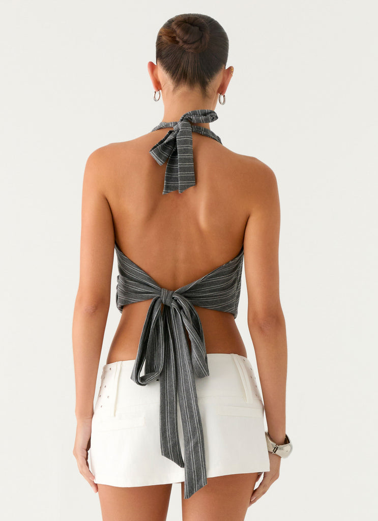 Peppermayo Peppermayo Exclusive - Vassy Halter Top - Grey Marle Stripe