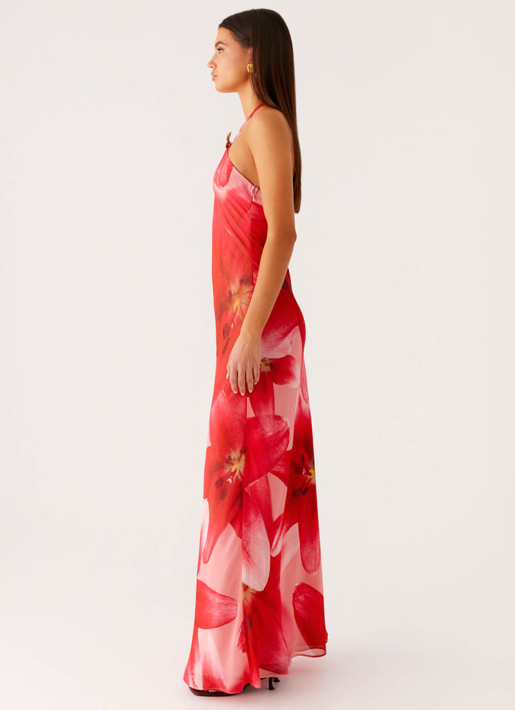 Peppermayo Peppermayo Exclusive - Vatiana Chiffon Maxi Dress - Peach Watermelon Flower