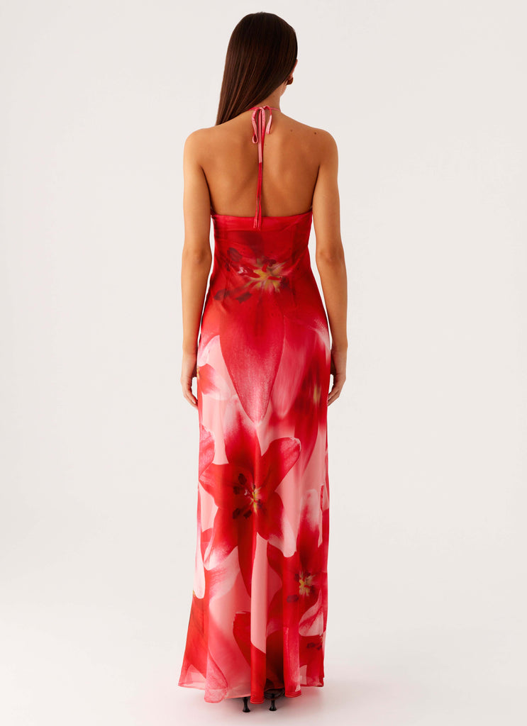 Peppermayo Peppermayo Exclusive - Vatiana Chiffon Maxi Dress - Peach Watermelon Flower
