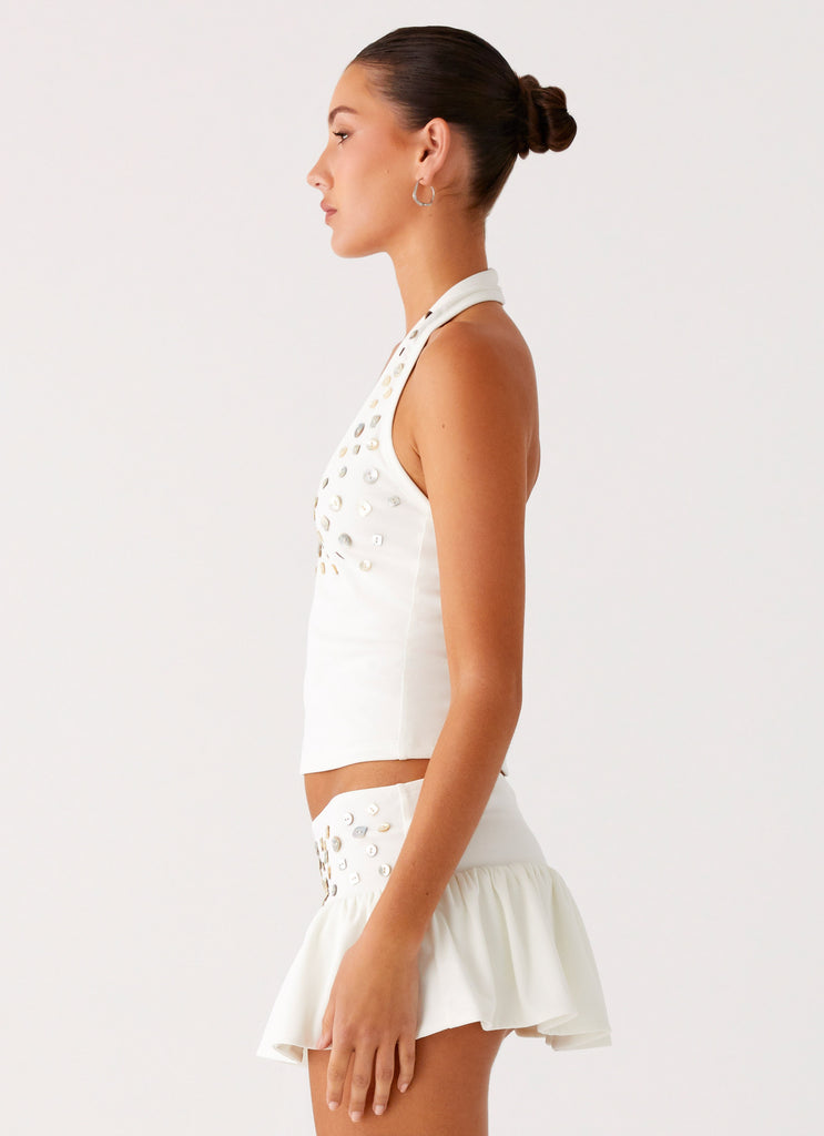 Peppermayo Peppermayo Exclusive - Vegas Nights Halter Neck Top - White