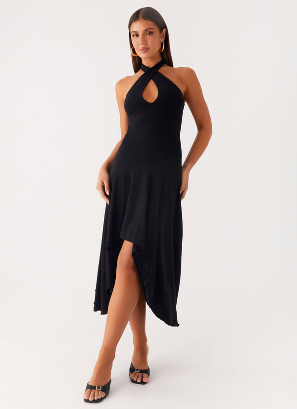 peppermayo Peppermayo Exclusive - Velvet Sky Midi Dress - Black