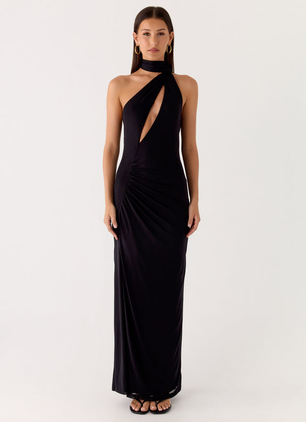 peppermayo Peppermayo Exclusive - Velvet Vacation Scarf Maxi Dress - Black
