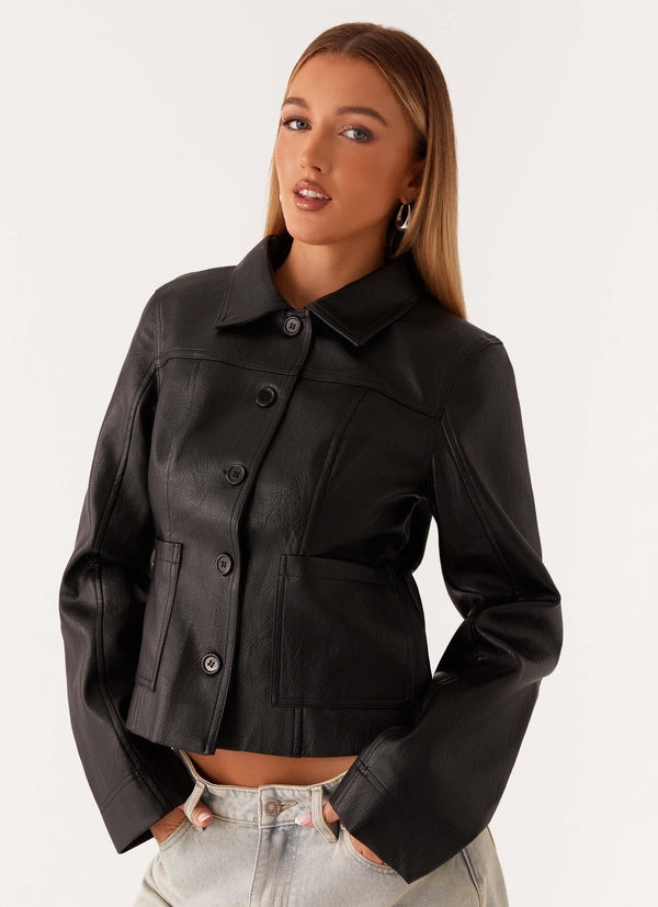 peppermayo Peppermayo Exclusive - Verona Faux Leather Jacket - Black