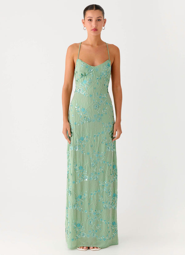 peppermayo Peppermayo Exclusive - Vietta Sequin Cami Maxi Dress - Mint