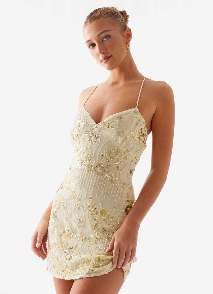 Peppermayo Peppermayo Exclusive - Vietta Sequin Cami Mini Dress - Yellow