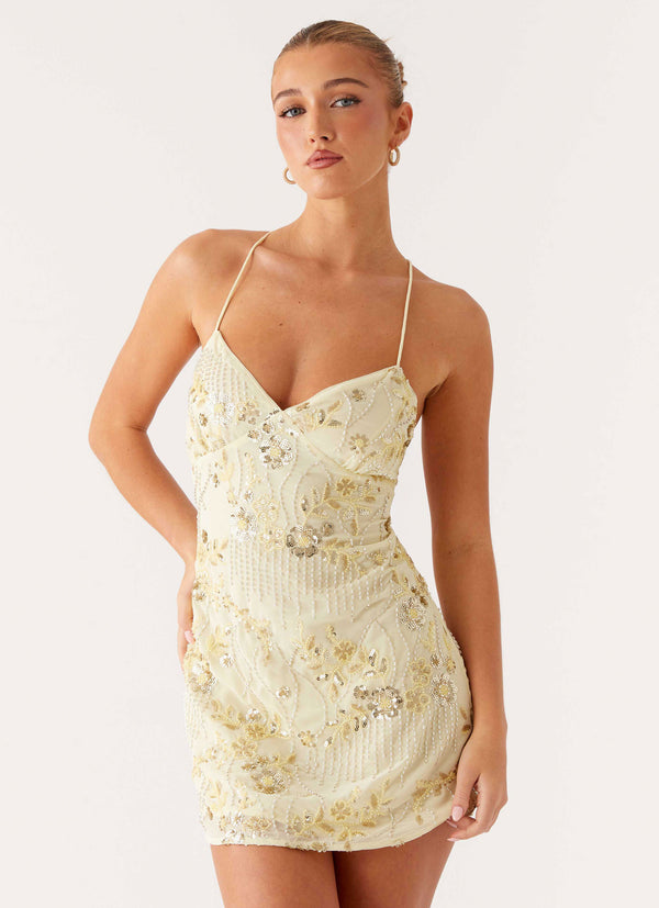 peppermayo Peppermayo Exclusive - Vietta Sequin Cami Mini Dress - Yellow