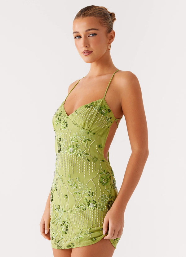 peppermayo Peppermayo Exclusive - Vietta Sequin Cami Mini Dress - Lime