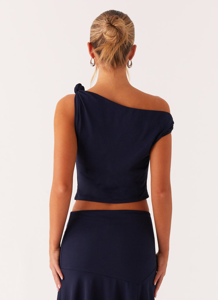 Peppermayo Peppermayo Exclusive - Viola Twist Shoulder Top - Navy