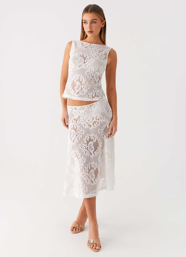 peppermayo Peppermayo Exclusive - Virelle Lace Midi Skirt - Ivory
