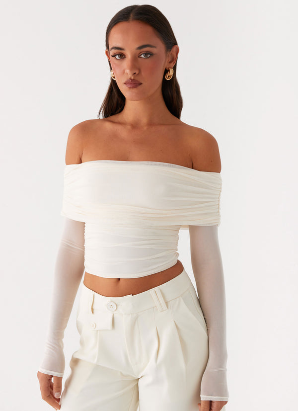 peppermayo Peppermayo Exclusive - Vivianne Off Shoulder Top - Ivory