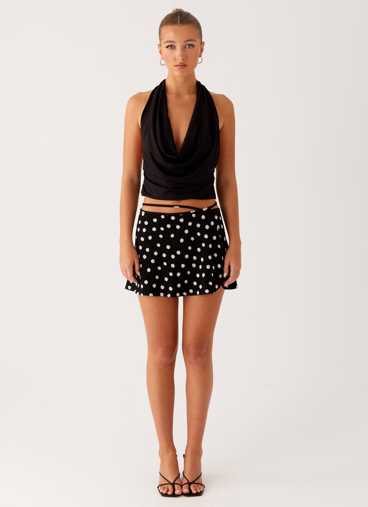 Peppermayo Peppermayo Exclusive - Walker Mini Skirt - Black Polka Dot