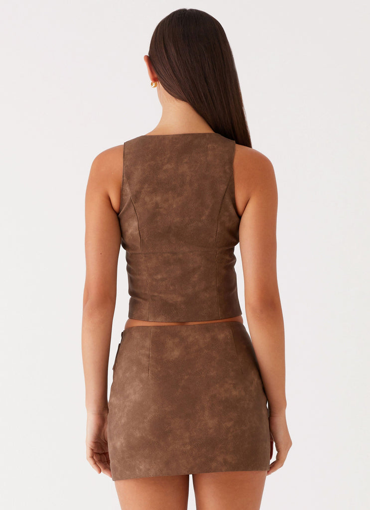 Peppermayo Peppermayo Exclusive - West District PU Top - Brown